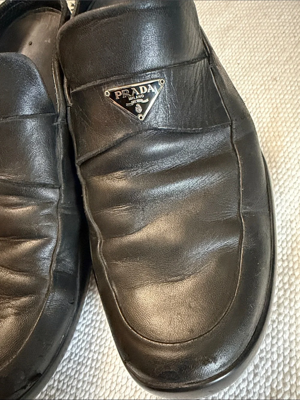 Prada Black Leather Mule Loafers Men’s 9 1/2